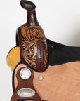 COMFYTACK Horse Barrel Racing American Leather Saddle Floral Dark Brown