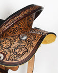 COMFYTACK Horse Barrel Racing American Leather Saddle Floral Dark Brown