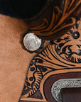COMFYTACK Horse Barrel Racing American Leather Saddle Floral Dark Brown