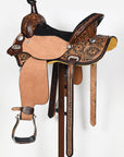 COMFYTACK Horse Barrel Racing American Leather Saddle Floral Dark Brown