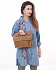 American Darling Jewelry Case Hand Tooled Genuine Leather Women Bag Western Handbag Purse