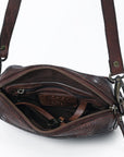 Spaghetti Western Swc166Brn Small Crossbody Vintage Handmade Drum Dyed Genuine European Cowhide Leather Women Bag Western Handbag Purse