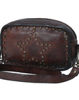 Spaghetti Western Swc166Brn Small Crossbody Vintage Handmade Drum Dyed Genuine European Cowhide Leather Women Bag Western Handbag Purse