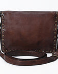 Spaghetti Western Swc193Brn Organiser Vintage Handmade Drum Dyed Genuine European Cowhide Leather Women Bag Western Handbag Purse
