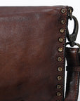 Spaghetti Western Swc193Brn Organiser Vintage Handmade Drum Dyed Genuine European Cowhide Leather Women Bag Western Handbag Purse