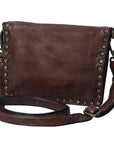 Spaghetti Western Swc193Brn Organiser Vintage Handmade Drum Dyed Genuine European Cowhide Leather Women Bag Western Handbag Purse