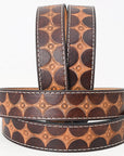 BAR H EQUINE 32 - 42 In Stylish  Hand Tooled Western Genuine Leather Belt Brown