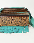 Ohlay Bags OHG184B Fanny Pack Hand Tooled Hair-On Genuine Leather Women Bag Western Handbag Purse