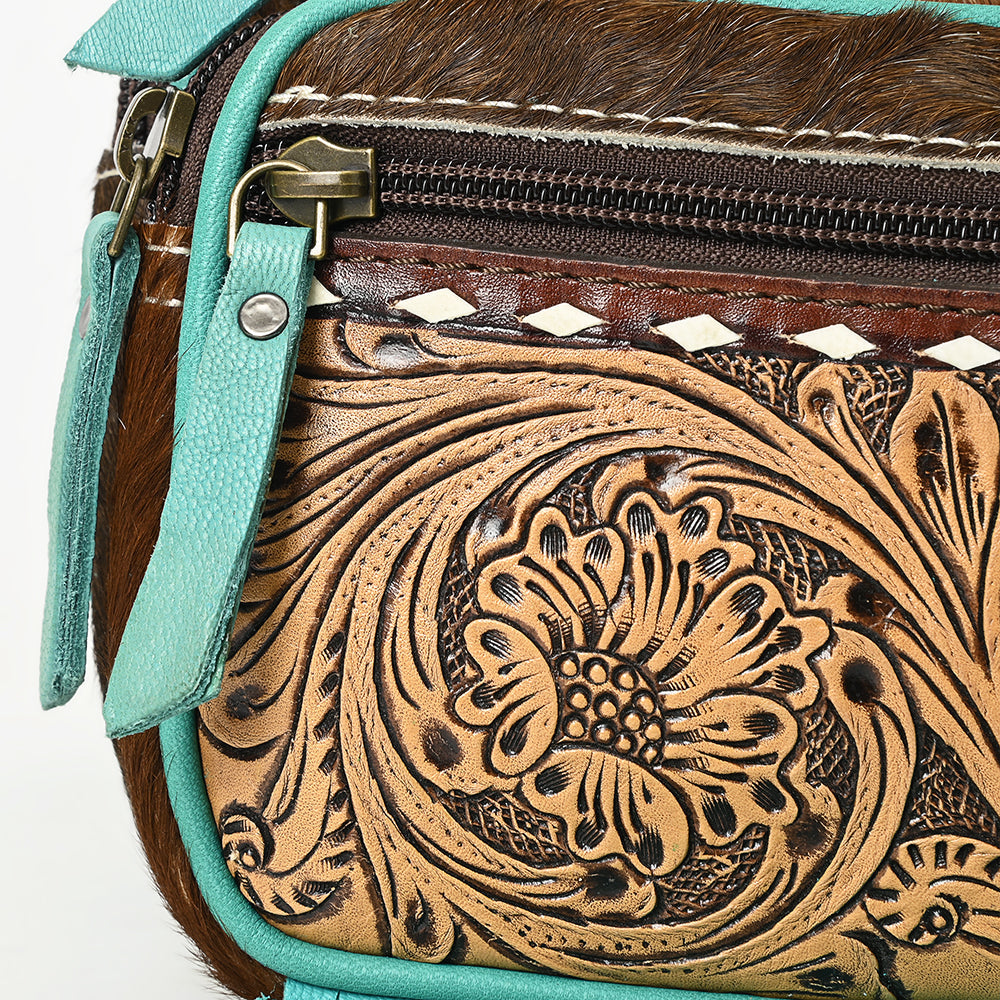 Ohlay Bags OHG184B Fanny Pack Hand Tooled Hair-On Genuine Leather Women Bag Western Handbag Purse