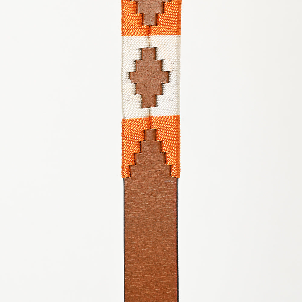 BAR H EQUINE Western Genuine Leather Dog Collar Embroidered  Orange &amp; White
