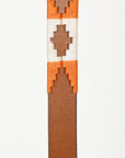 BAR H EQUINE Western Genuine Leather Dog Collar Embroidered  Orange & White