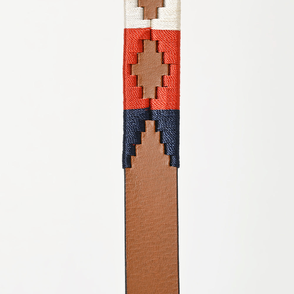 BAR H EQUINE Western Genuine Leather Dog Collar Embroidered  Blue Red &amp; White