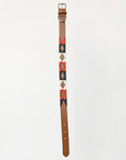 BAR H EQUINE Western Genuine Leather Dog Collar Embroidered  Blue Red & White