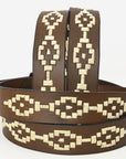 BAR H EQUINE Western Genuine Leather Men And Women Belt Embroidered White