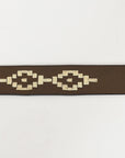 BAR H EQUINE Western Genuine Leather Men And Women Belt Embroidered White