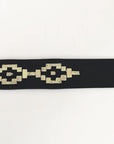 BAR H EQUINE Western Genuine Leather Men And Women Black Belt Embroidered White