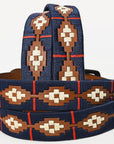 BAR H EQUINE Western Genuine Leather Men And Women Brown Belt Embroidered Blue Red & White
