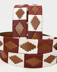 BAR H EQUINE Western Genuine Leather Men And Women Brown Belt Embroidered White & Brown