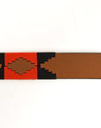 BAR H EQUINE Western Genuine Leather Men And Women Brown Belt Embroidered Red & Black