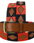 BAR H EQUINE Western Genuine Leather Men And Women Brown Belt Embroidered Red & Black