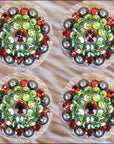 Western Screw Back Concho Green Siam Crystal Bling Headstall Tack Cowgirl