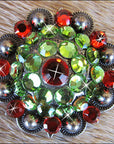 Western Screw Back Concho Green Siam Crystal Bling Headstall Tack Cowgirl