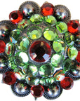 Western Screw Back Concho Green Siam Crystal Bling Headstall Tack Cowgirl