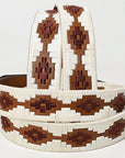 BAR H EQUINE Western Genuine Leather Men And Women Brown Belt Embroidered White & Brown