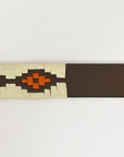 BAR H EQUINE Western Genuine Leather Men And Women Brown Belt Embroidered Beige & Orange