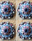 Western Screw Back Concho Amethyst Sapphire Crystal Headstall Cowgirl