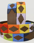 BAR H EQUINE Western Genuine Leather Men And Women Brown Belt Embroidered Multi