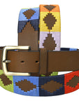 BAR H EQUINE Western Genuine Leather Men And Women Brown Belt Embroidered Multi