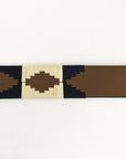 BAR H EQUINE Western Genuine Leather Men And Women Brown Belt Embroidered Beige & Black
