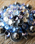 Western Screw Back Concho Iris Sapphire Berry Crystal Headstall Cowgirl