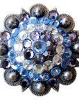 Western Screw Back Concho Iris Sapphire Berry Crystal Headstall Cowgirl