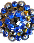 Western Screw Back Concho Sapphire Berry Crystals Headstall Tack Cowgirl