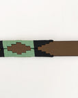 BAR H EQUINE Western Genuine Leather Men And Women Brown Belt Embroidered Black & Light Green