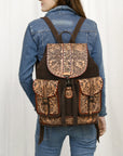 American Darling Adbg1468 Backpack Hand Tooled Hair-On Genuine Leather Women Bag Western Handbag Purse