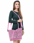 Tote Hand Tooled Genuine Leather women bag western handbag purse