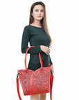 Tote Hand Tooled Genuine Leather women bag western handbag purse