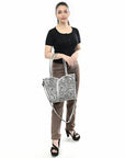 Tote Hand Tooled Genuine Leather women bag western handbag purse