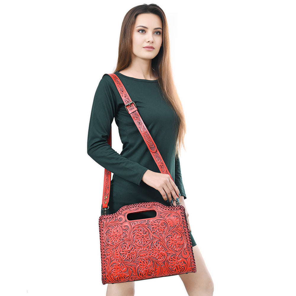 Clutch Hand Tooled Genuine Leather women bag western handbag purse