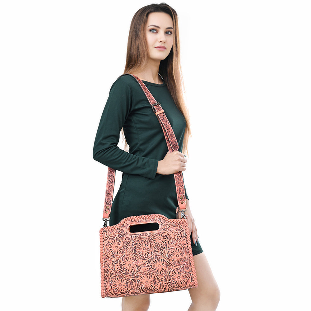 Clutch Hand Tooled Genuine Leather women bag western handbag purse