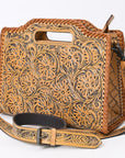 Clutch Hand Tooled Genuine Leather women bag western handbag purse