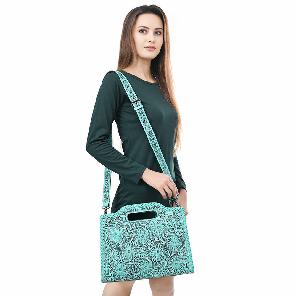 Clutch Hand Tooled Genuine Leather women bag western handbag purse