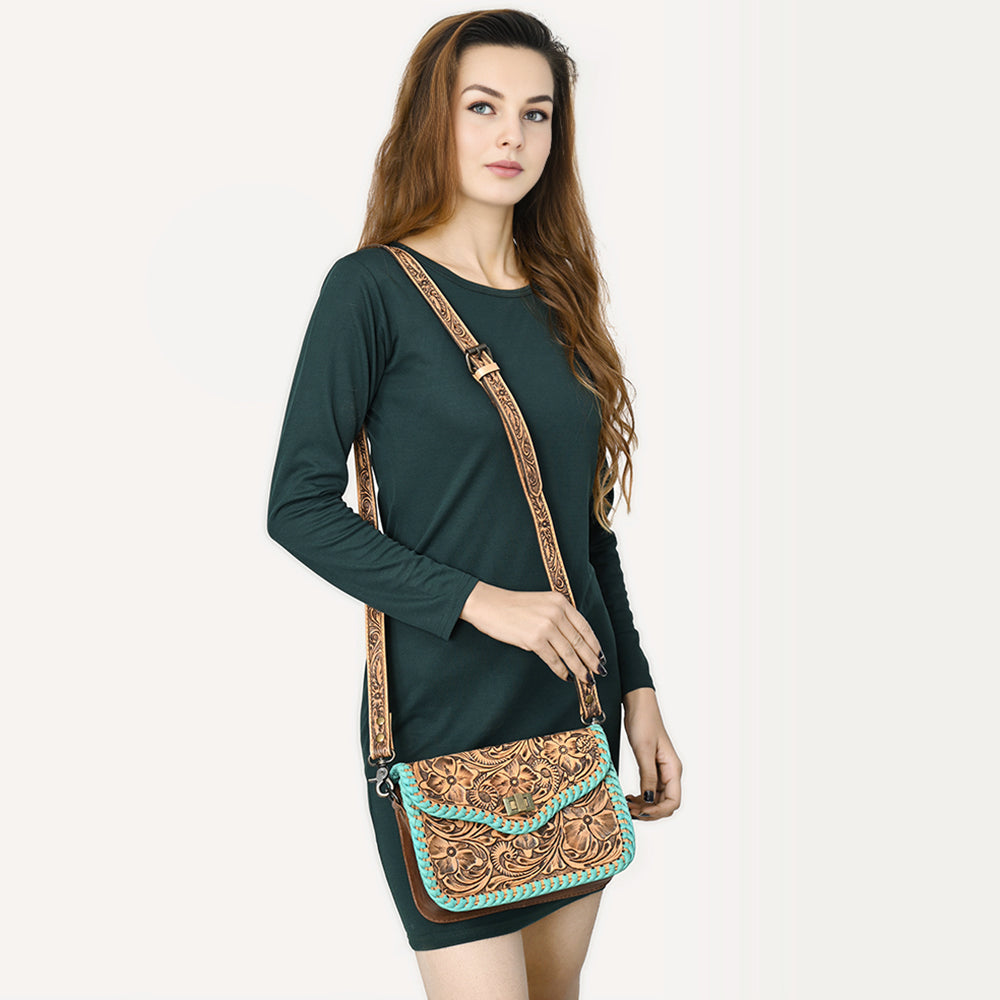 American Darling Crossbody Hand Tooled Genuine Leather women bag western handbag purse