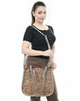 American Darling Adbg1478A Cross Body I Hand Tooled Crocodile Embossed Genuine Leather Women Bag Western Handbag Purse