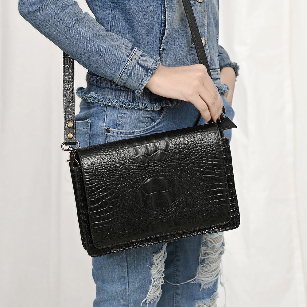 American Darling ADBG1193 Wallet Crocodile Embossed Genuine Leather Women Bag Western Handbag Purse