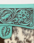 American Darling Adbgz842B Wallet Hand Tooled Hair-On Genuine Leather Women Bag Western Handbag Purse