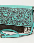 American Darling Cross Body Hand Tooled Hair-on Genuine Leather Western Women Bag Handbag Purse | Crossbody for